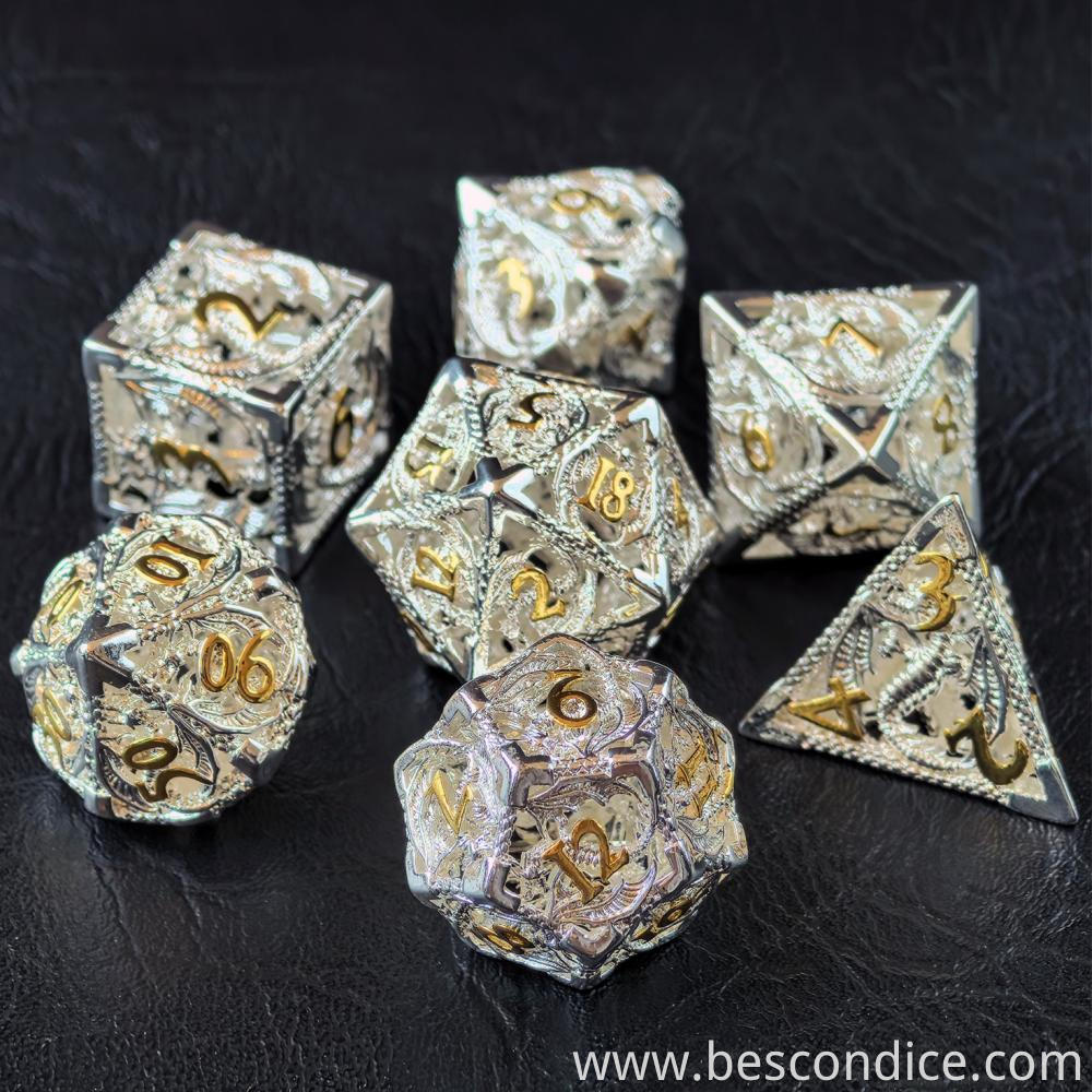 Silver Metal Dice For Role Playing Games
